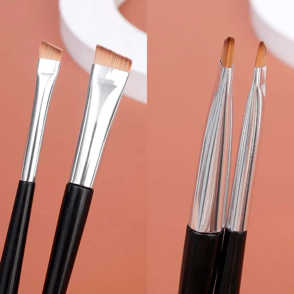 Professional Eyebrow Brush Eyeliner Angled Flat Head Blade Eye Liner Brow Contour Makeup Brushes Double-head Make Up Tools 15pcs — image 5