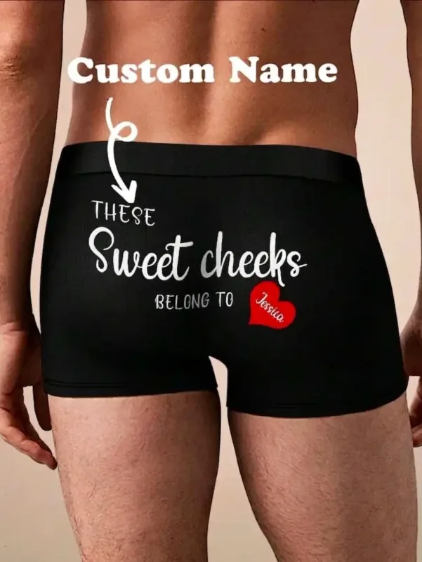 Boxer da uomo con nome personalizzato Boxer in cotone personalizzati con nome sul retro, regalo per lui, marito, fidanzato, compleanno, San Valentino — image 2