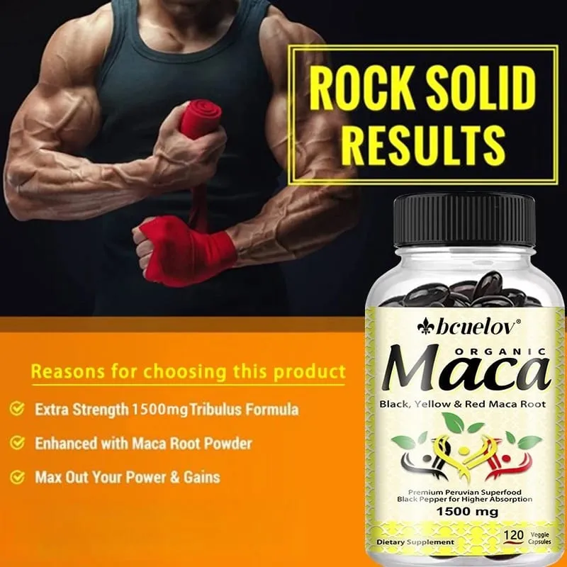 Organic Maca Root Powder Capsules-Black and Yellow Maca Natural Energy Supplement Boost Energy Endurance Support Concentration — image 3