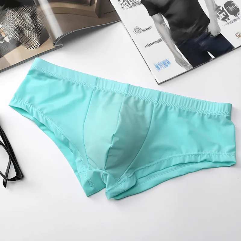 1pc Men's Ice Silk Low Waist Briefs Elastic Solid Color U-Convex Pouch Panties Lingerie Male Underwear Underpants — image 10
