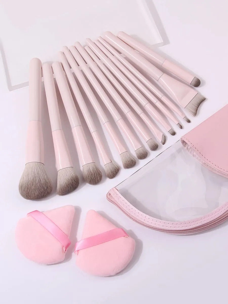 16-teiliges Make-up-Pinsel-Set mit dreieckigen Puderquasten und Aufbewahrungstasche für Foundation, Rouge, Lidschatten, Vollgesichts-Make-up-Set