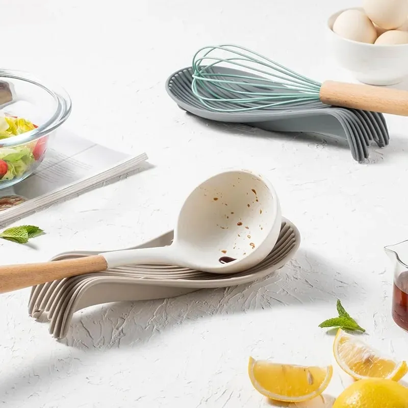 1/4Pcs Silicone Insulated Spoon Holder Heat Resistant Placemat Spoon Holder Cutlery Shelving Kitchen Tools Placemat — image 2