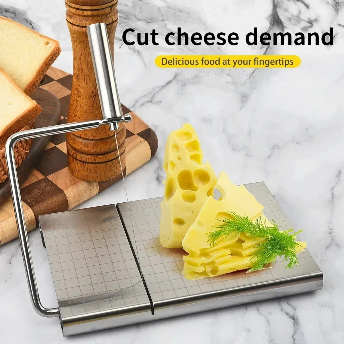 Cheese and Butter Slicers with Wire Cheese Adjustable Cheese Cutter Board 5pcs Replacement Stainless Steel Cutting Wire — image 2