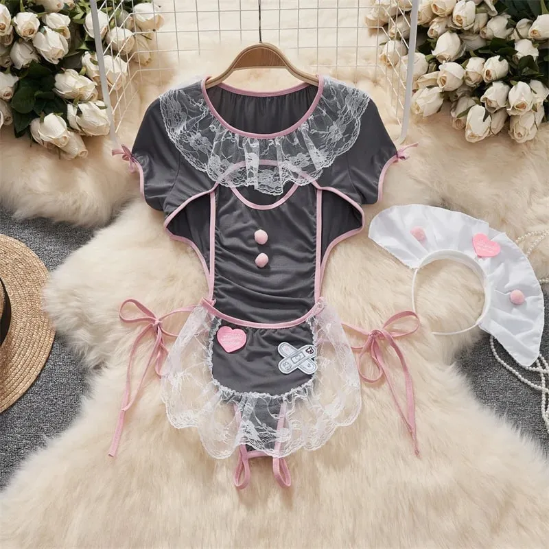 Women' Halter Neck Sleeveless Playsuit Sexy Cute Cow Black And White Contrast Bodysuit Hollow Lace Up Backless Erotic Lingerie — image 20