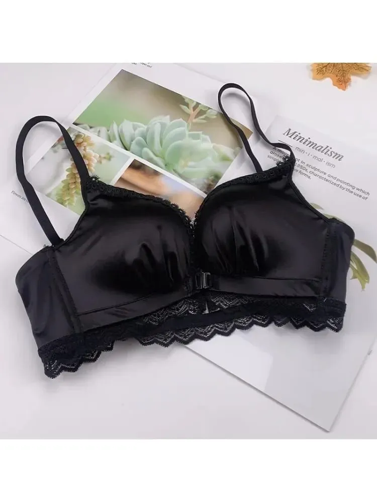 Front Closure Push Up Bra Set - Women's Small Bust Lace Underwire Lingerie | Pull Up Lift Sexy Thin Beauty Back Bralette — image 4