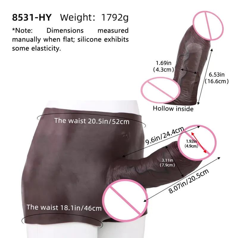หนา Hollow Dildo ชายสายรัดขนาดใหญ่ Hollow Dildo Dick Extender ซิลิโคนสมจริงอวัยวะเพศชายขนาดใหญ่ของเล่นสำหรับคู่รัก Sex