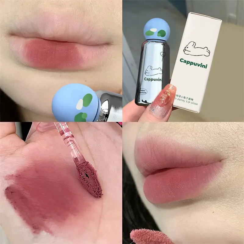 Velvet Matte Lip Mud Cute Rabbit Liquid Lipstick Mousse Red Brown Long Lasting Smooth Lip Gloss Lips Makeup Student Cosmetics — image 2