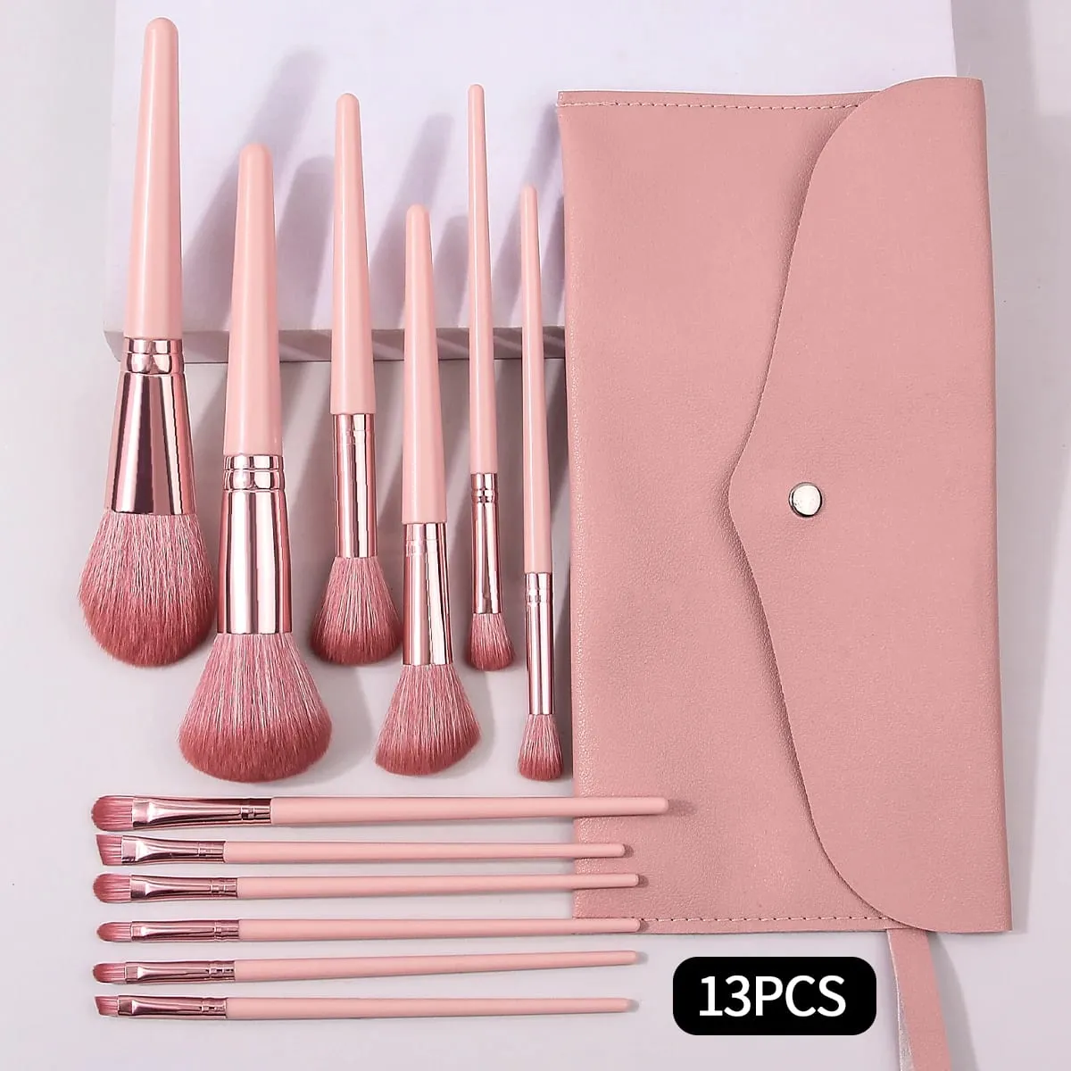 13Pcs Makeup Brush Set Comes With a Portable Envelope Makeup Brush Bag Blush Loose Powder and Eyeliner Brushes — image 1