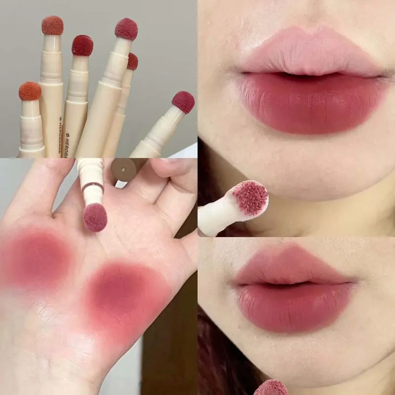 Mousse Velvet Matte Lip Tint Sponge Tip Design Creamy Non-Dry Texture Soft Foggy Finish for Natural Daily Lip Makeup — image 1
