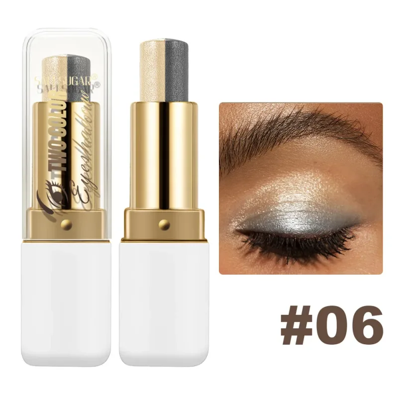 Double Color Eyeshadow Stick Glitter Highlight Shadow Stick Eye Makeup Waterproof Lasting Shimmer Metallic Eyeshadow Makeup