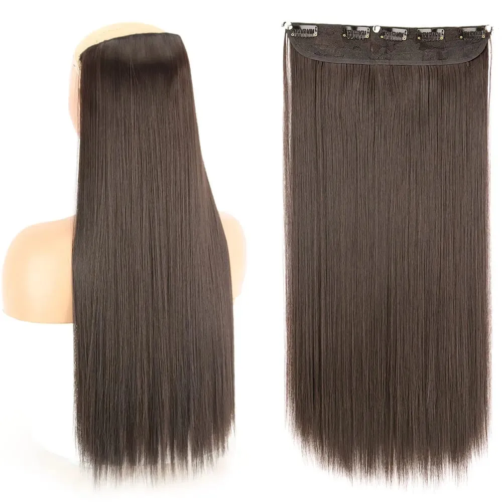Synthetic 5 Clip In Hair Extensions Long Straight Hairstyle Hairpiece Black Brown Blonde 80CM Fake Hair — image 10