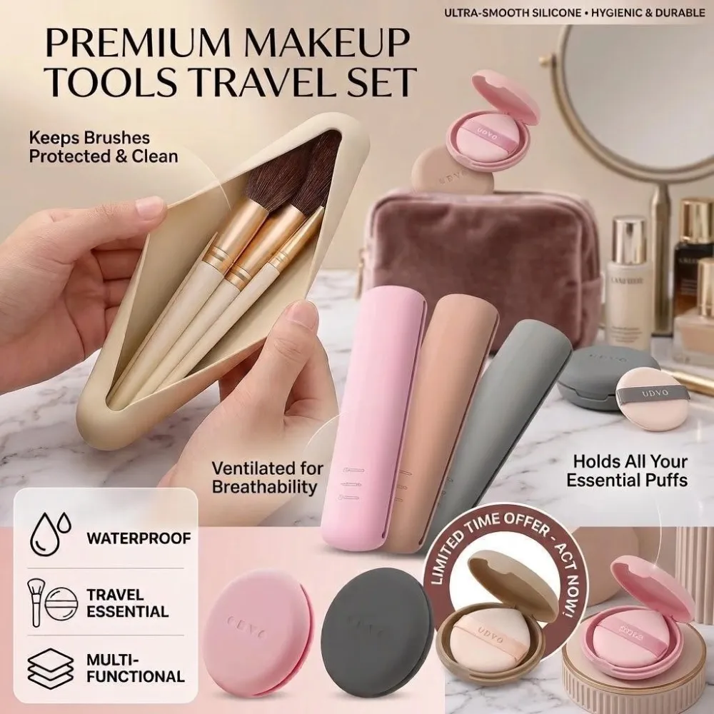 Silikone kosmetiske børster Opbevaringspose Rejse Makeup Børste Holder Makeup Svampe Etui Bærbart Makeup Værktøj Organizer — image 1