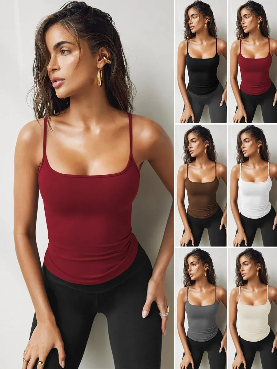 Solid color new sleeveless square neck sexy suspender for foreign trade women's clothing — image 2