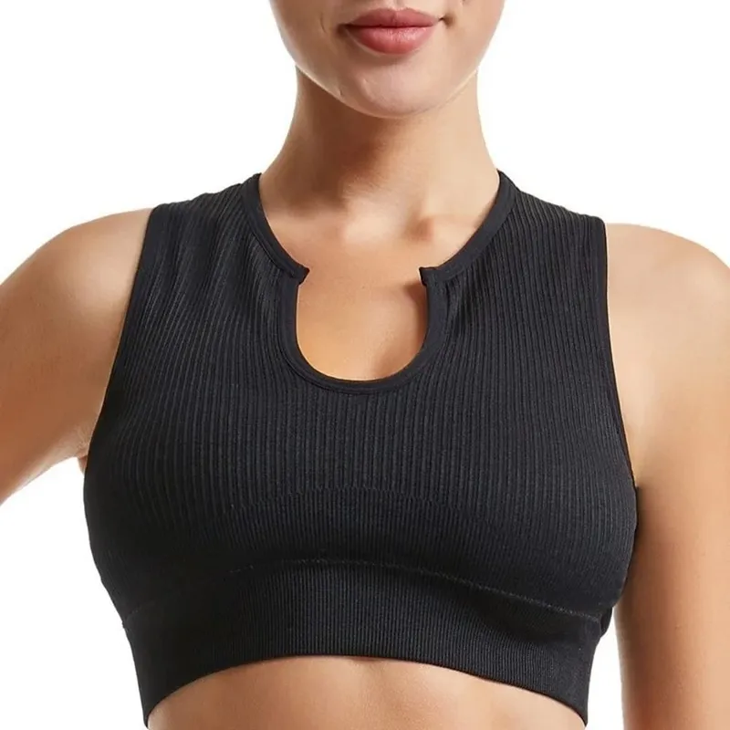Sleeveless Women's Sports Vest Navel-Leaking With a chest pad Highly Elastic Vest Stretchy Breathable