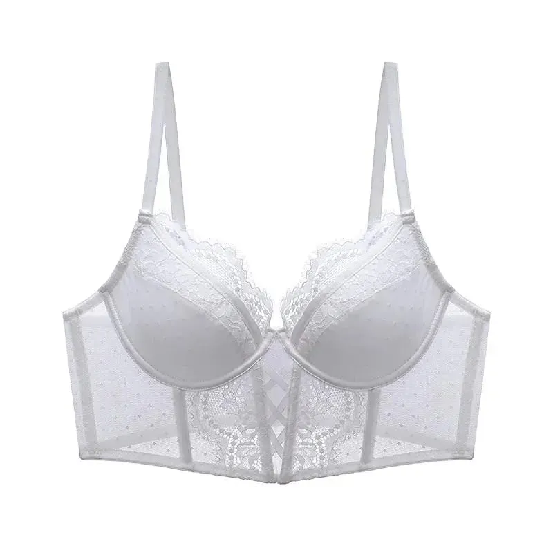 Push Up Spets Underkläder Set för kvinnor Sheer Chemise med mjuk bygel BH Fishbone Teddy Sexig Bröllopsbröllop Smekmånad Outfit S-XL — image 8