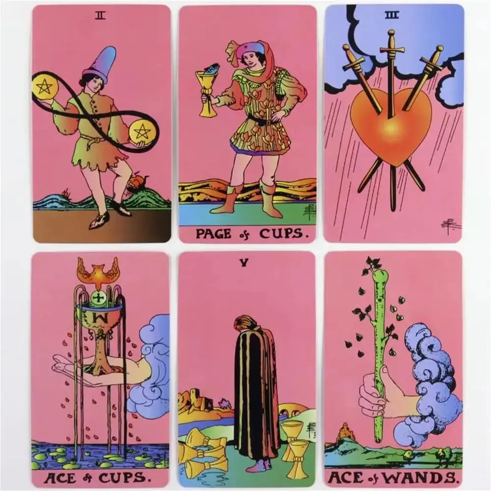 Pink Classic Tarot Decks Divination Personal Use Tarot Deck Full English Version Oracles Deck for Girl Board Game — image 6