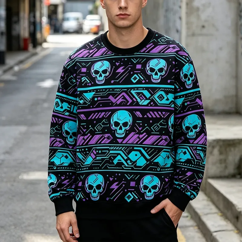 Sweat-shirt à col ras du cou pour homme, vêtement de Style gothique, imprimé squelette Rose, rétro, décontracté, Harajuku, hip-hop, hauts à la mode — image 6