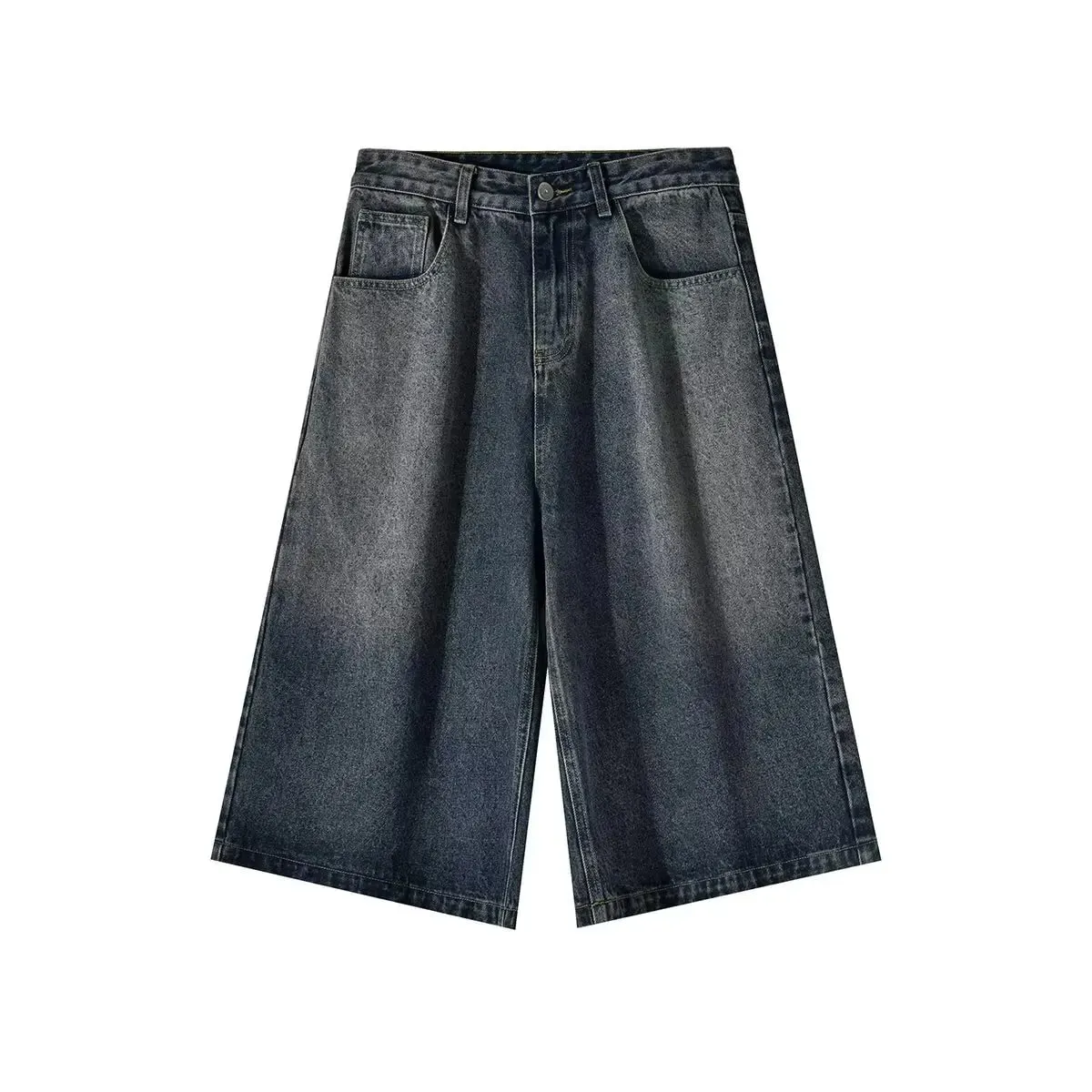 Wide-leg Seven-point Denim Shorts Men's 2025 Summer New High-end Fashion Brand Straight Casual Pants Man Jeans Y2k Clothes Baggy — image 2