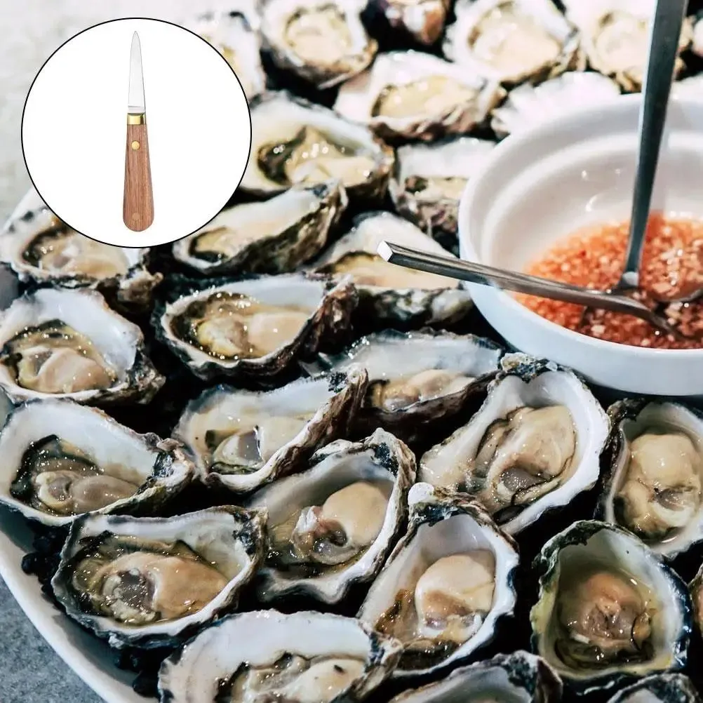 Oyster Knife Shuck Seafood Shucking Preparation Utensils Shucker Tools Wood Kit Opening Cracker and Hand Care — image 2