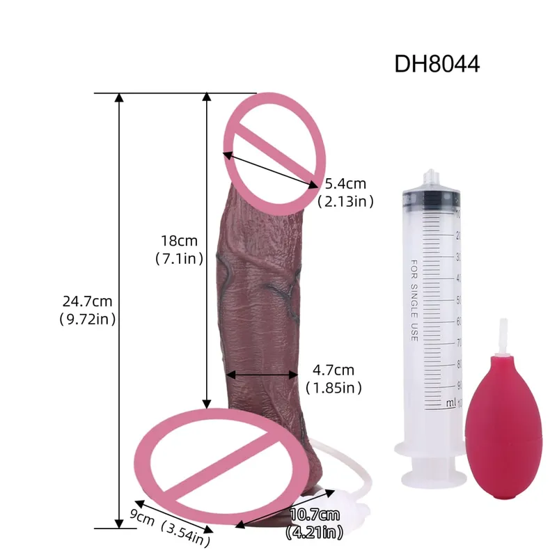Silicone Lifelike Double Layers Ejaculating Penis Squirting Long Dildo With Sucker Anal Sex Toys For Men Women Masturbator — image 21