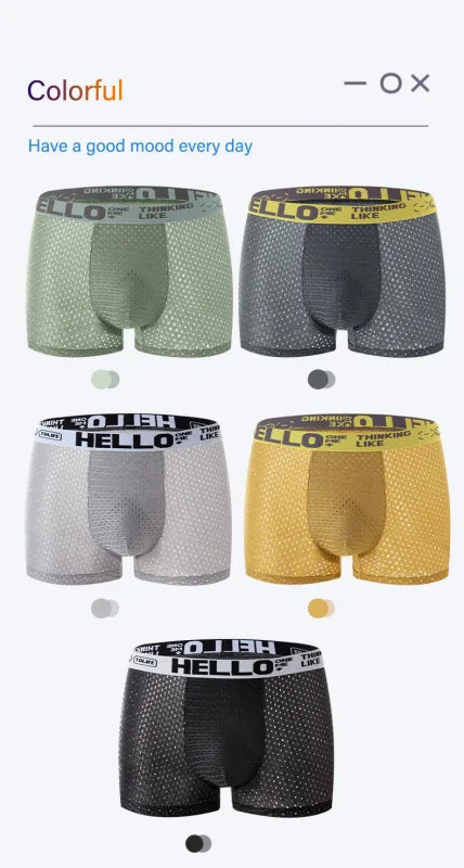 Mens Ice Silk Mesh Underwear Summer Breathable Mesh Cool Boxer Boxer Shorts for Men 45-90KG Anti-bacterial Light Thin Underpants — image 15