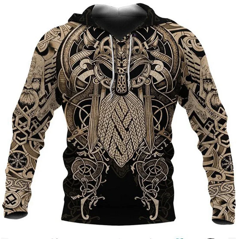 2024 Mens Hoodies Eagle Tattoo Pattern Vikings 3D Printed Fashion Casual Harajuku Hip Hop Autumn And Winter Oversized Sudaderas — image 34