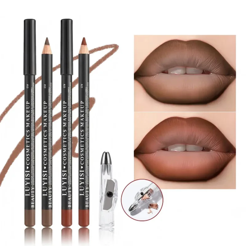 Professional Lip Liner Set with Sharpener 2pcs Waterproof Lip Pencils+1pc Sharpener Long-Wearing Transfer-Proof Velvet Matte — image 3