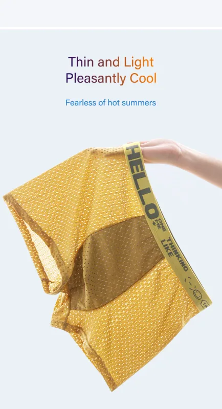 Mens Ice Silk Mesh Underwear Summer Breathable Mesh Cool Boxer Boxer Shorts for Men 45-90KG Anti-bacterial Light Thin Underpants — image 16