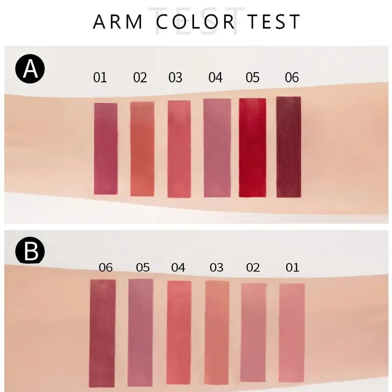 6pcs/Set Lip Gloss Long Lasting Waterproof Matte Lip Tint NonStick Cup Liquid Lipstick Gift Box Cosmetics Makeup