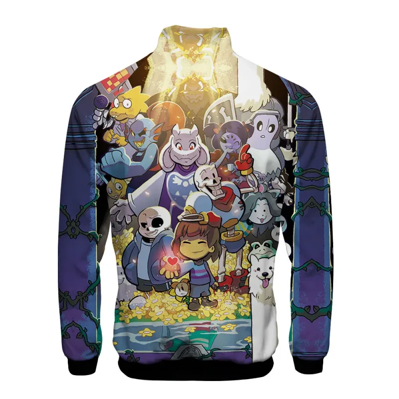 Luxuriöse beliebte Sans Undertale 3D-Druck-Reißverschluss-Raglanjacke Windjacke Jungen/Mädchen Bequeme Stehkragenjacken Mäntel