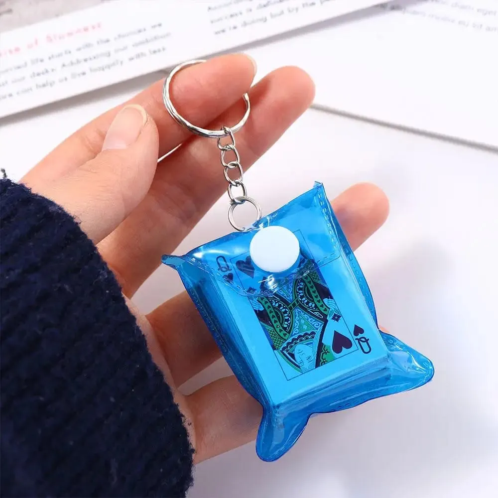 Portable Mini Playing Cards Poker Keychain Small Board Game Key Chain 4*3cm Random Color Playing Game Creative Child Gift — image 1