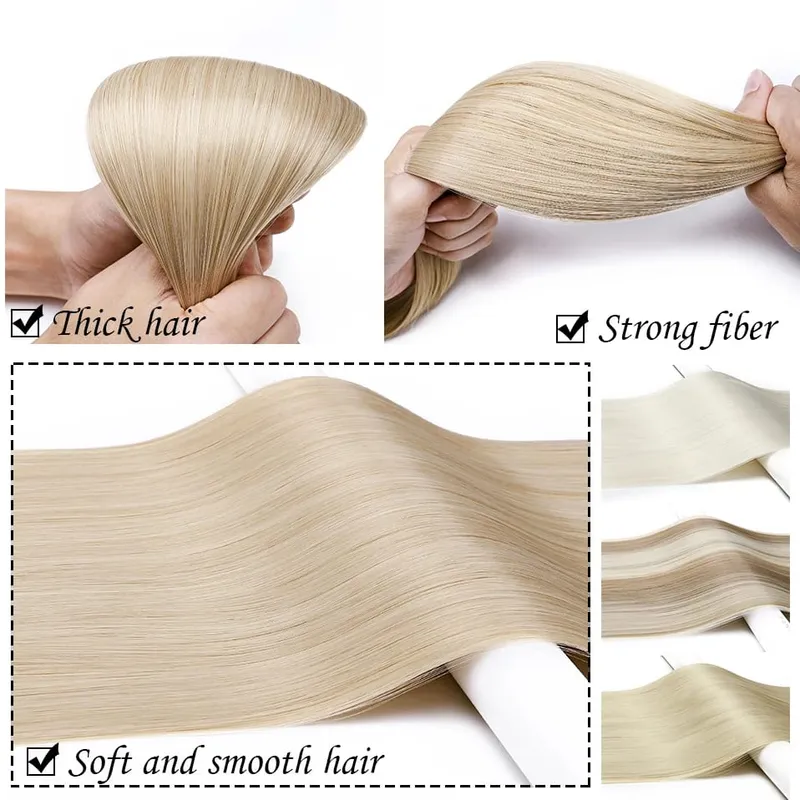 S-nolilite 24-26'' Synthetic Long Straight 5 Clip In One Piece Hair Extensions Fake Hair Wavy Hairpiece For Women Heat Resistant