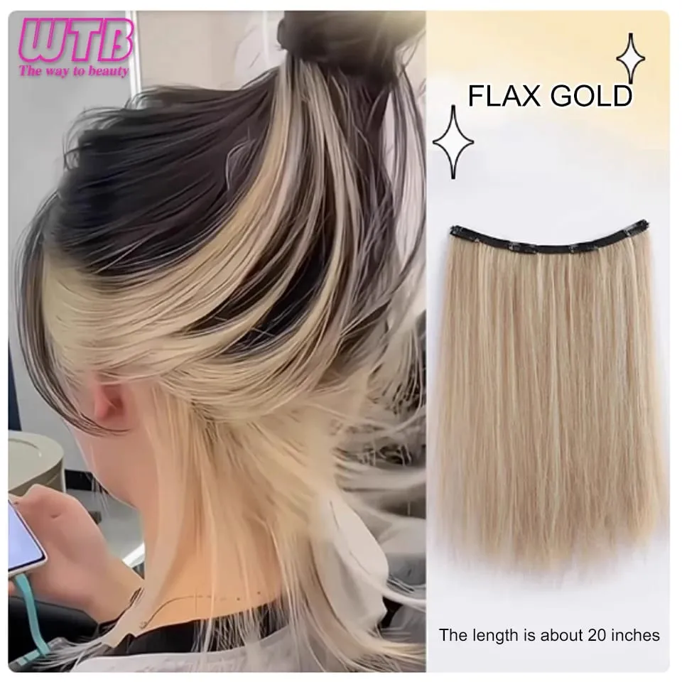 Synthetic Long Straight Clip In One Piece Hair Extension 4 Clips Inner Layer Hidden Hair Color Hair Piece Color Wig — image 9