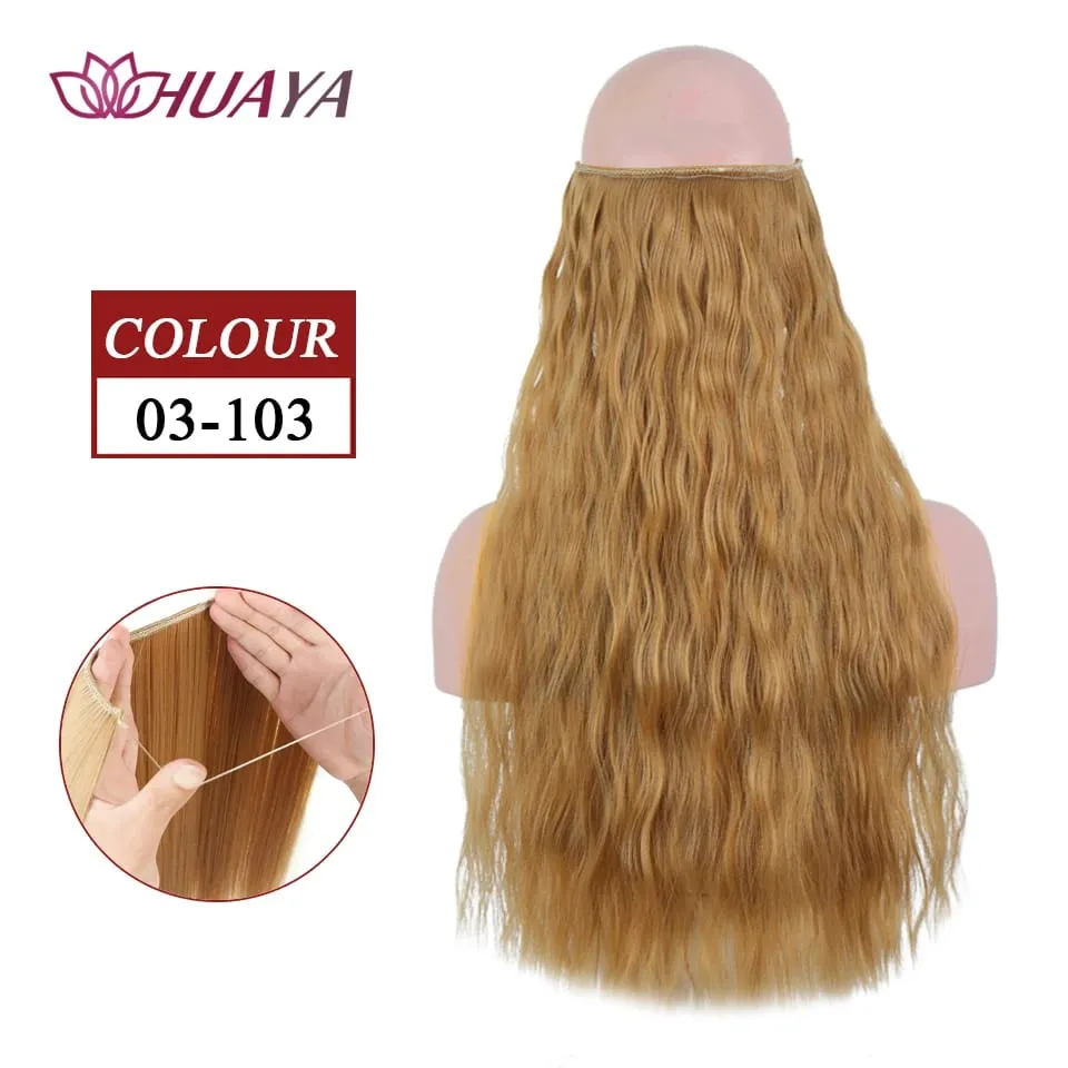 Synthetic Long Straight Invisible Wire No Clips In Hair Extensions Fake Hair Pieces Secret Fish Line Hairpieces For Women — image 39