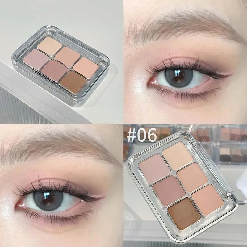 Grey Rose Shimmer Matte Eyeshadow Palette 6 Colors Glitter Earth Color Low Saturation Eye Shadow Pigment Long Lasting Cosmetics — image 10