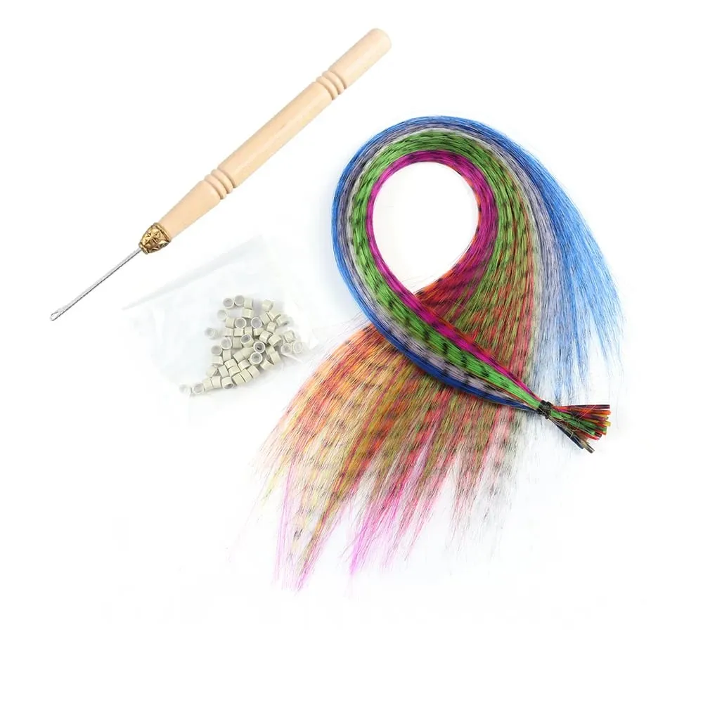 Synthetic Colored for Hair Feather Extensions 20 30 40 50 Pieces Tip 16inch Synthetic Hairpiece Zebra Feather Hair Extensions