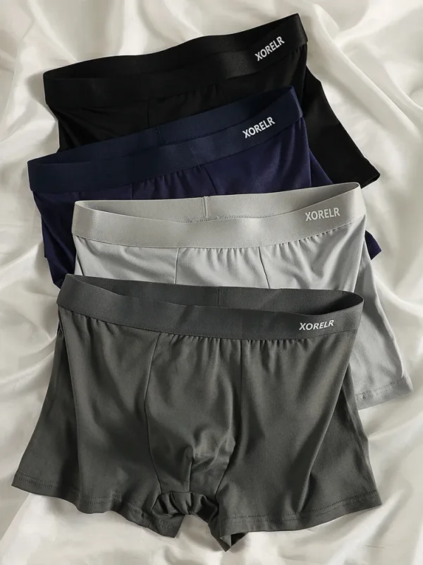 4-Piece Men's Polyester Boxer Briefs Set – Breathable Stretch Underwear, Multiple Sizes Available-Everyday Comfort Underwear