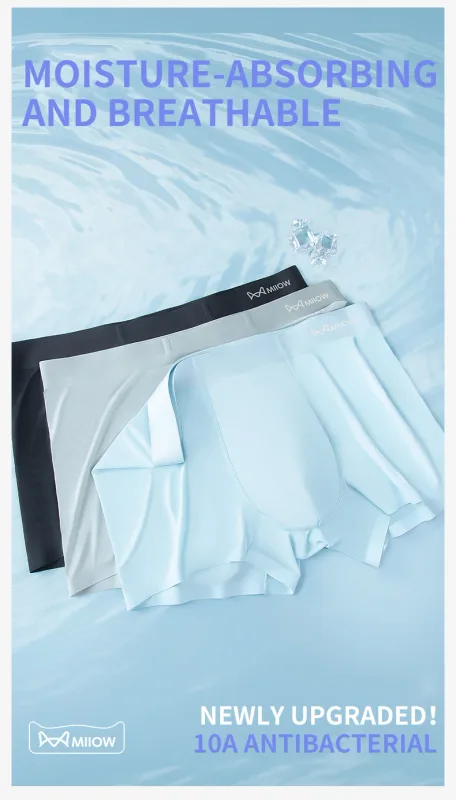 MiiOW 3Pcs Ice Silk Men Panties Mesh Breathable Mens Underpants 10A Antibacterial Crotch Men's Underwear Boxers Man Boxer Briefs — image 10