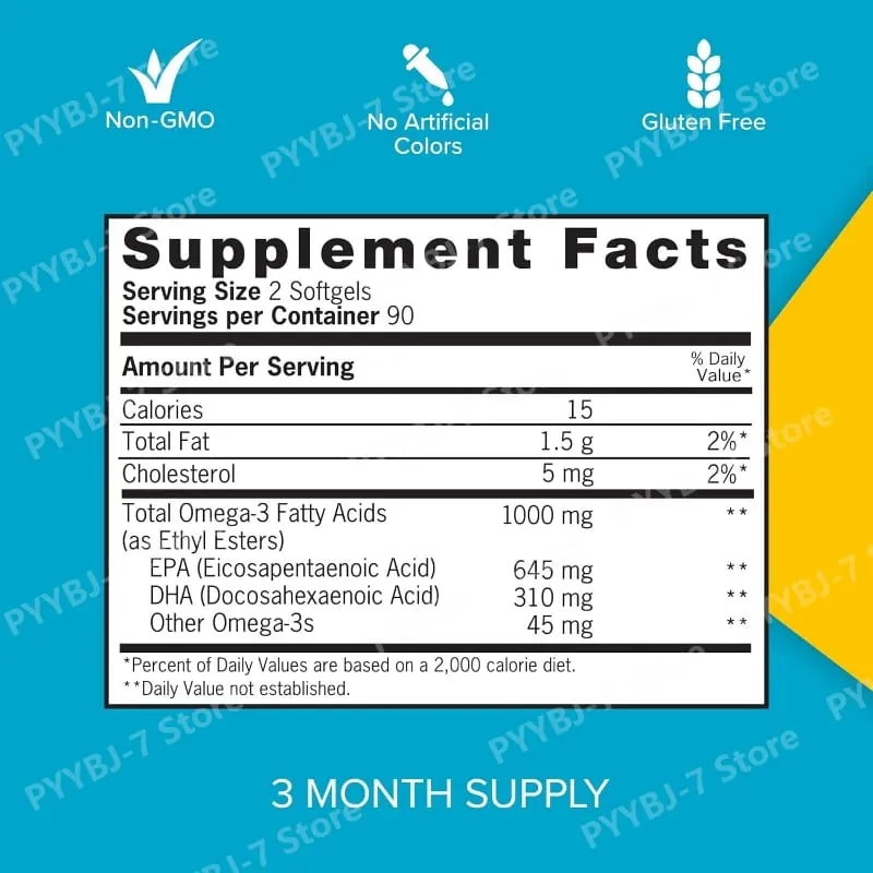 Fish Oil Omega 3 Mini Softgels 1000mg EPA + DHA Ultra Pure Supplements Heart Health Support Easy To Swallow Minis 180 Count — image 2