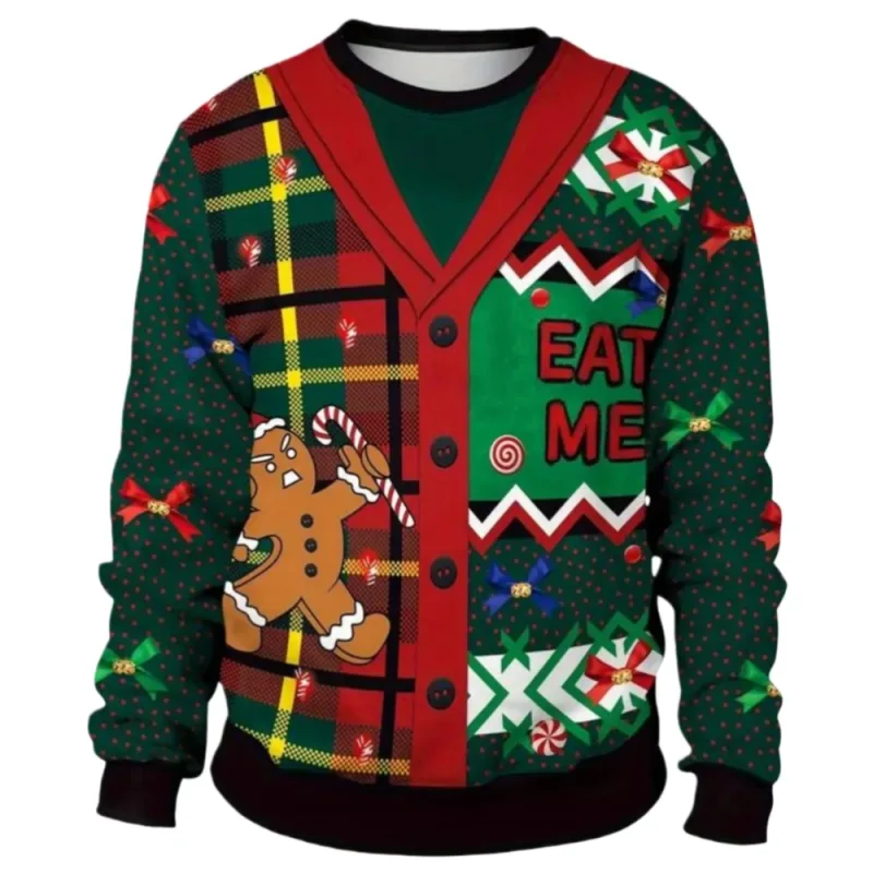 Sjov juletrøje Mænd Kvinder Pullover Xmas Sweatshirt Grim grafisk Y2k Sweatshirts til feriefest Løst herretøj — image 11
