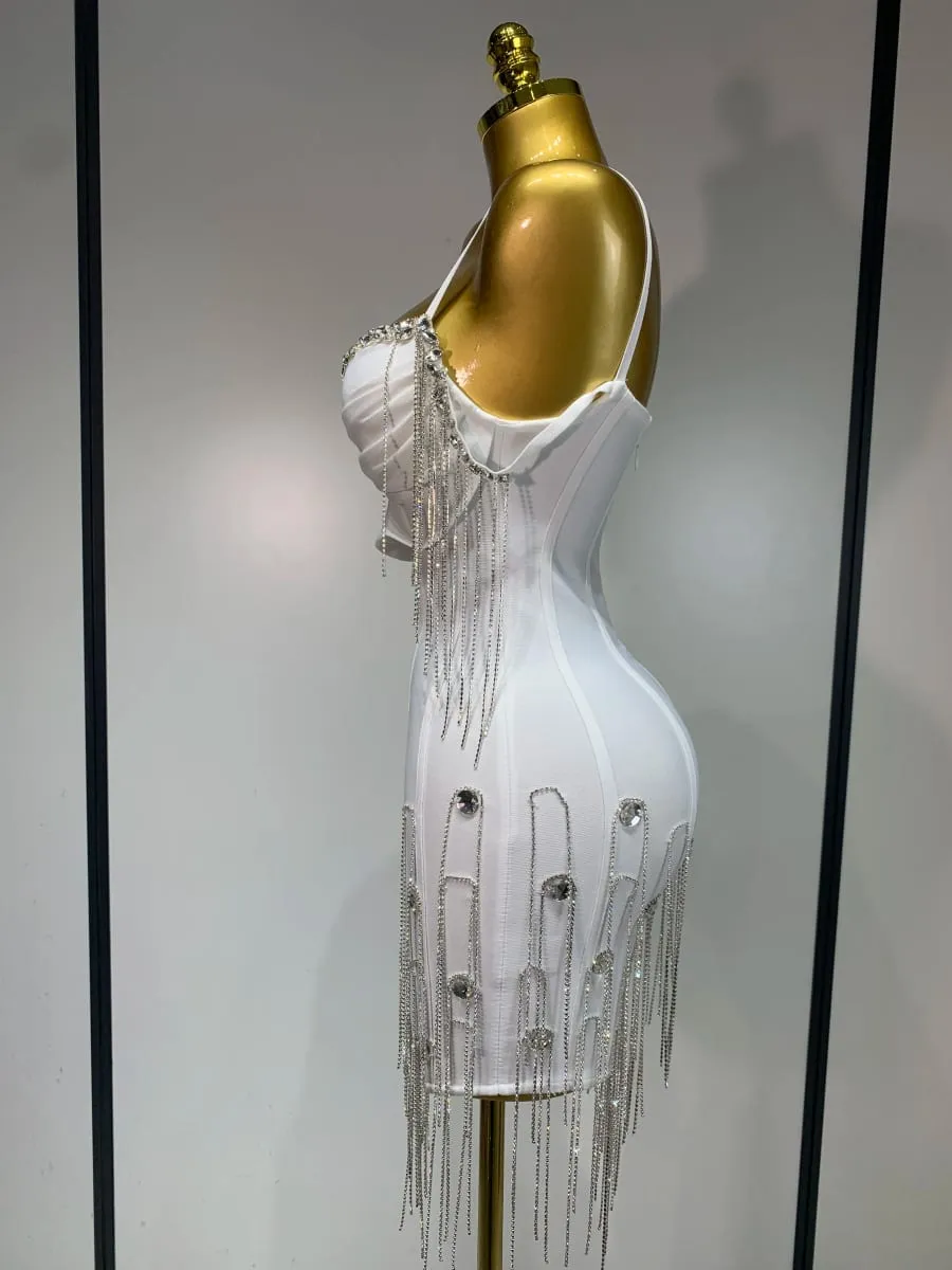 Kobiety seksowny Backless Spaghetti pasek Bodycon bandażowa sukienka bez rękawów 2025 elegancka suknia balowa klub wieczorowe sukienki urodzinowe — image 4