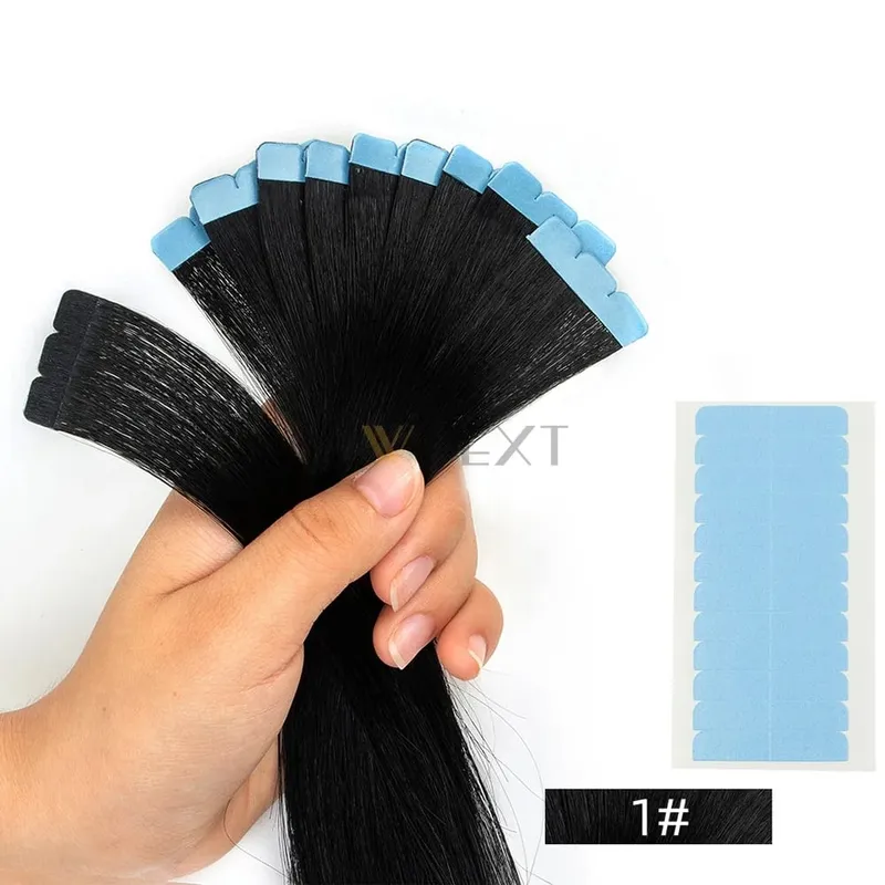 Invisible Mini Tape In Human Hair Extensions Seamless Adhesive Natural Straight Hair 12-24 Inches Machine Remy Hair 10pcs/pack — image 8