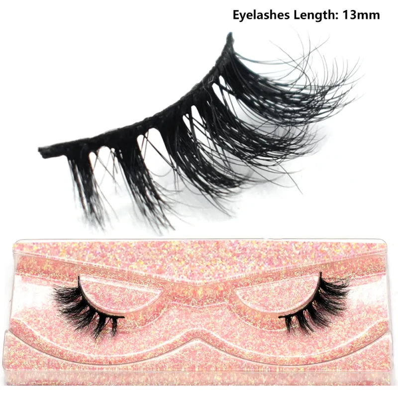 Demi-cils naturels 3D en vison, courts, duveteux, vaporeux, bande croisée, doux, Extension, maquillage — image 34
