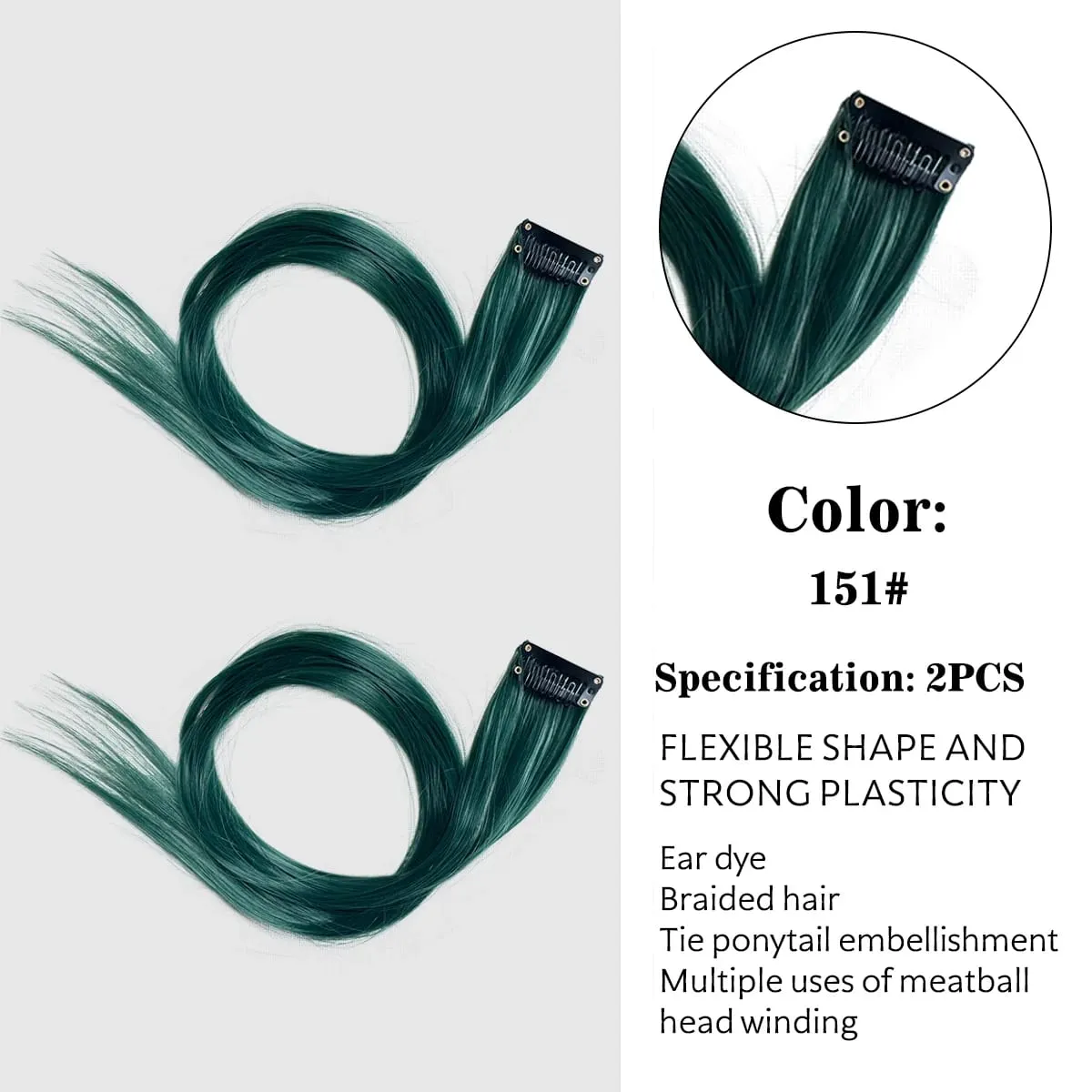 Synthetic Colored Clip In Hair Extensions Straight Highlight Hair Streaks Rainbow Hanging Hair Pieces Hairpiece For Women Party — image 22