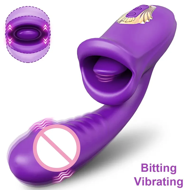 Tapping Flapping Vagina Dildo Vibrator for Women Bitting Oral Tongue Licking Clit Sucker Clitoris Stimulator Sex Toy for Women