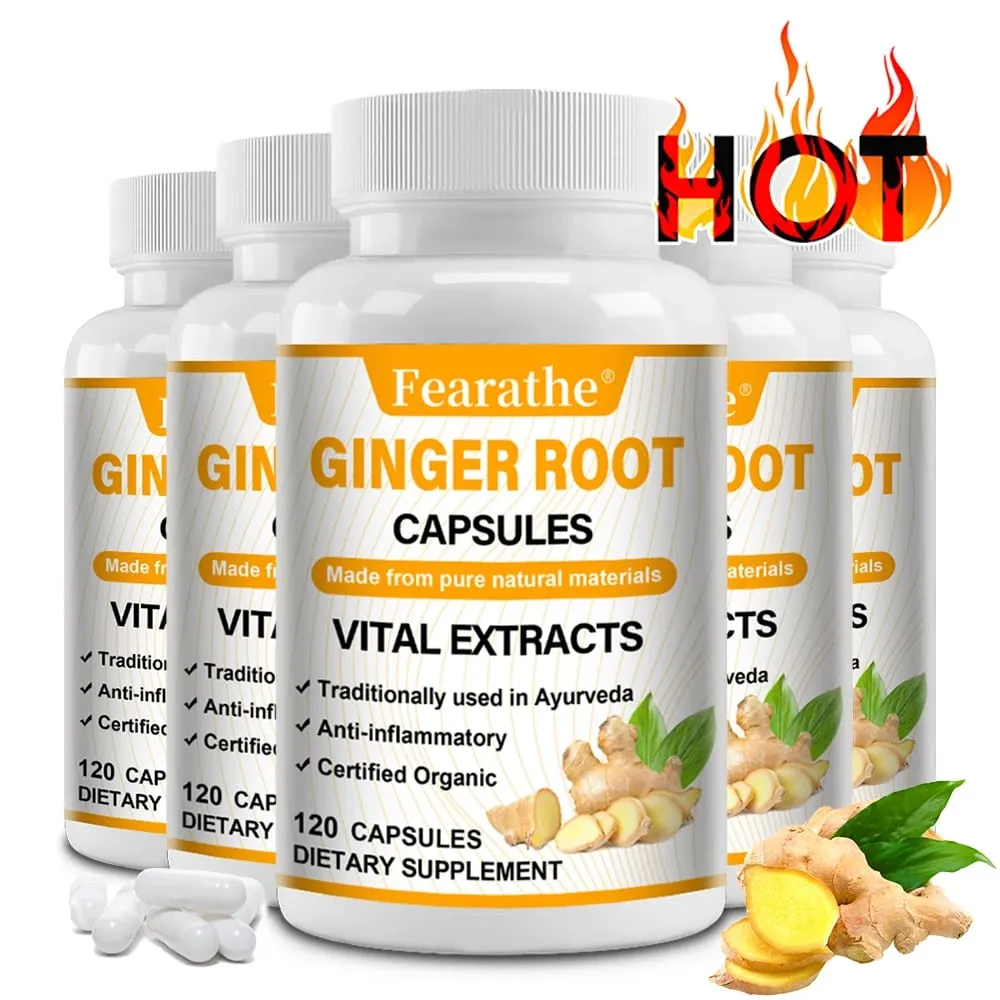 Organic Ginger Root Capsules 1200mg - na may Black Pepper Extract Para sa Joint Health Anti-Inflammation Muscle Immune Health — image 1