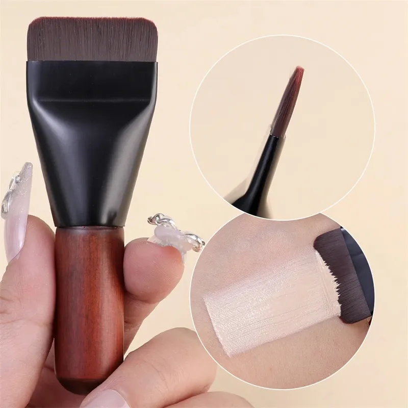 Ultra Thin Foundation Brush Flat Head Face Contour Brush Wooden Handle Make Up Brush Blending Foundation Cream Makeup Brushes — image 1