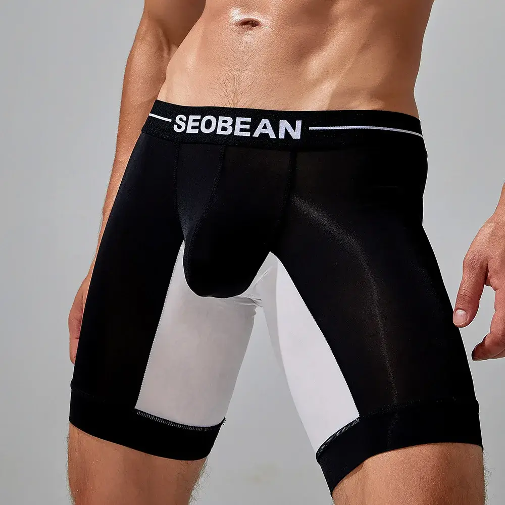 Spring new men's underwear trendy color matching long men's boxer underwear 240201 — image 5