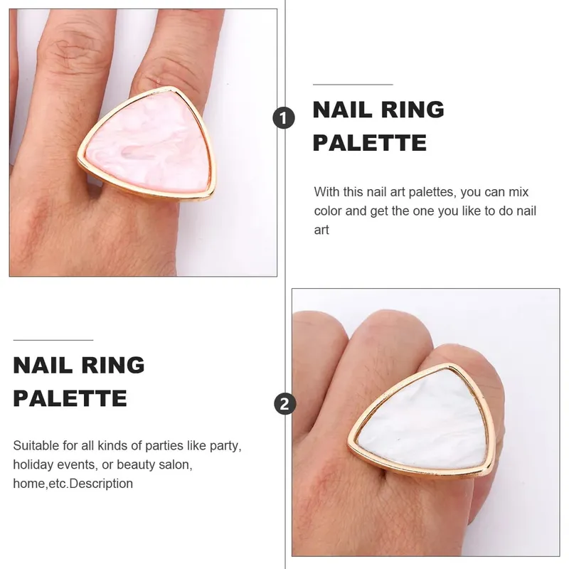 2Pcs Nail Art Ring Palettes Mini Resin Finger Mixing Plates Portable Color Palettes for Manicure Salon Home Use