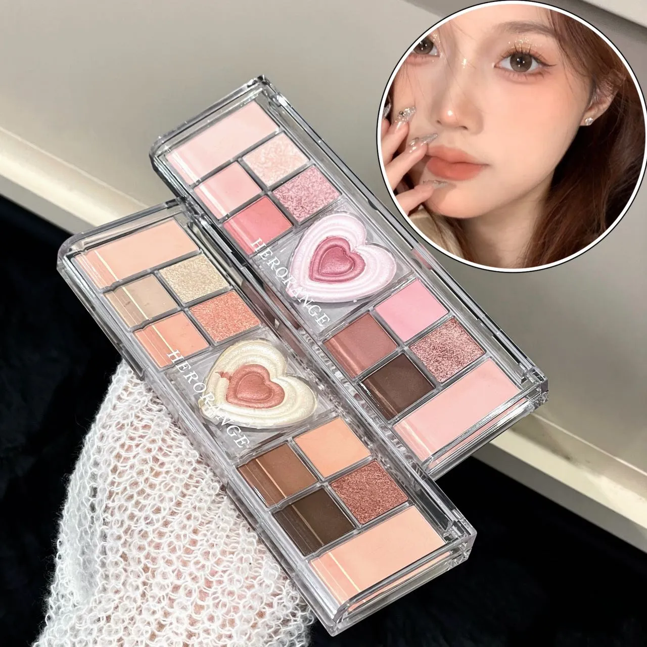 Palet Rias Mata Aprikot Teh 12 Warna Palet Eyeshadow Saturasi Rendah Mutiara Matte Berkilau Warna Bumi Kecantikan Eye Shadow — image 2